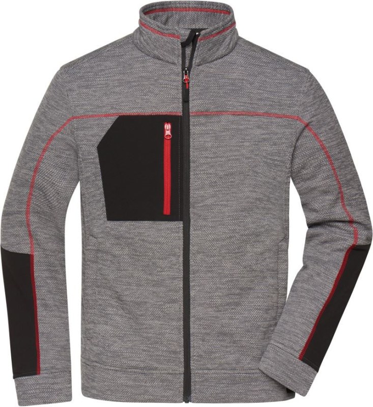 Daiber JN 1818 Pánská pletená fleecová bunda 02.1818 carbon melange/black/red