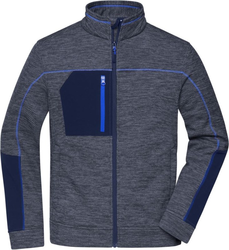 Daiber JN 1818 Pánská pletená fleecová bunda 02.1818 navy melange/navy/royal - Pánské oblečení bundy