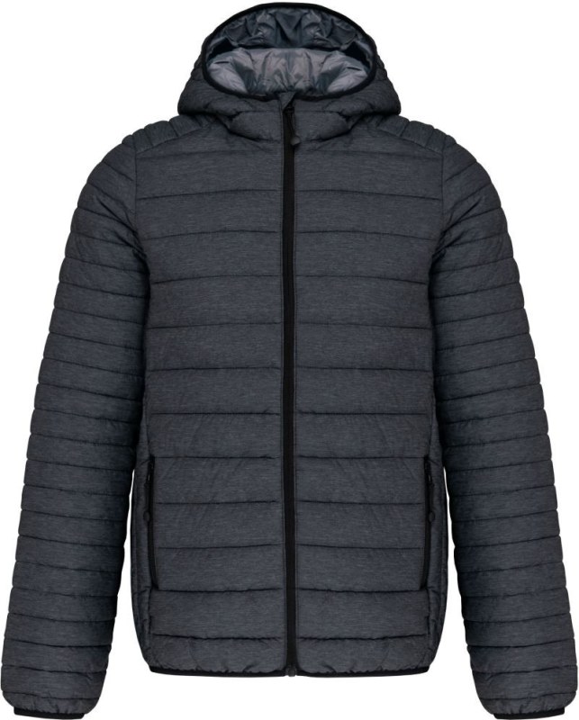 Kariban K 6110 Lehká pánská prošívaná bunda s kapucí 20.6110 marl dark grey