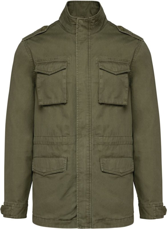 Kariban K 6164 Pánská bunda Safari 20.6164 washed light khaki