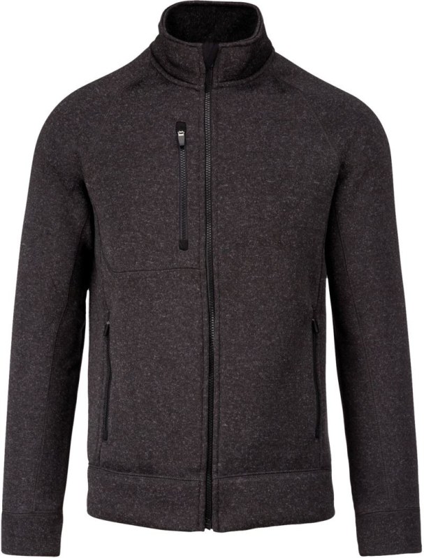 Kariban K 9106 Pánská melanžová pletená fleecová bunda 20.9106 dark grey melange