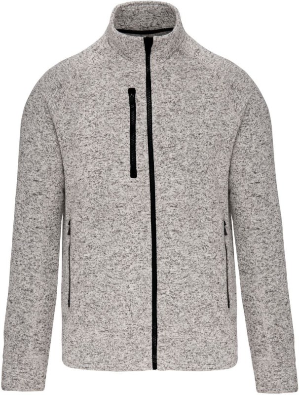 Kariban K 9106 Pánská melanžová pletená fleecová bunda 20.9106 light grey melange