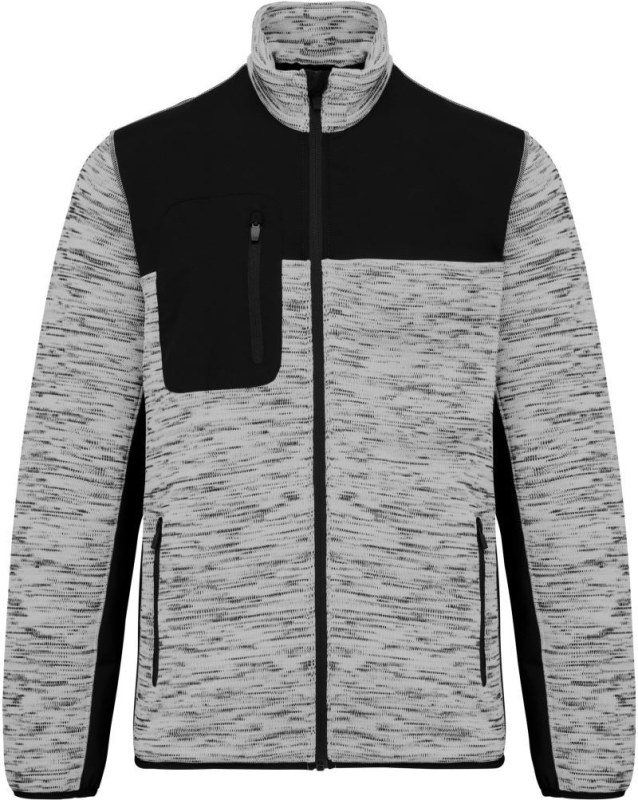 WK WK 9108 Pánská pracovní pletená fleecová bunda 20.9108 light grey melange/black
