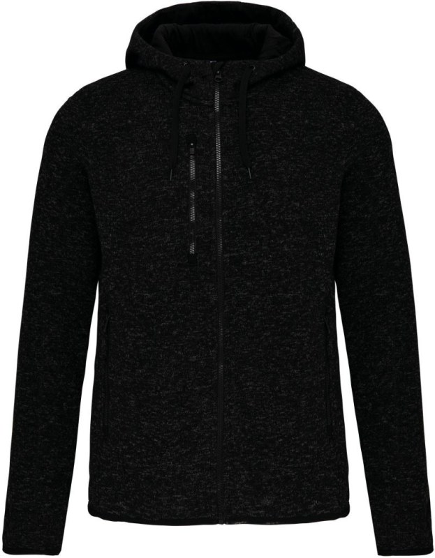 Kariban ProAct PA 365 Pánská pletená fleecová bunda s&nbsp;kapucí 20.P365 dark grey melange - Pánské oblečení bundy