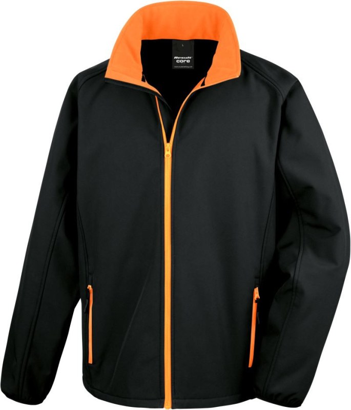 Result R 231M Pánská 2-vrstvá softshell bunda "Printable" 30.231M black/orange