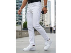 Pánské bílé džíny slim fit UX4487 bílé - FashionStreet