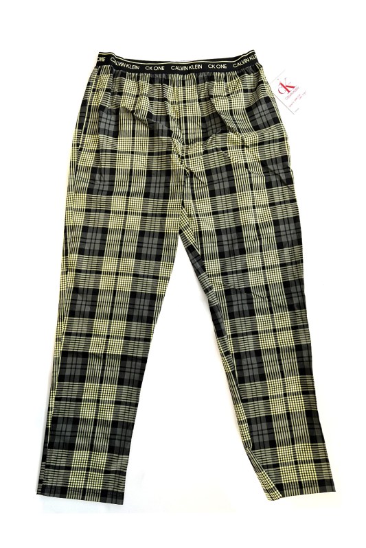 Pánské kalhoty na spaní NM1869E 1YS zeleno-černé - Calvin Klein - Pánské oblečení kalhoty