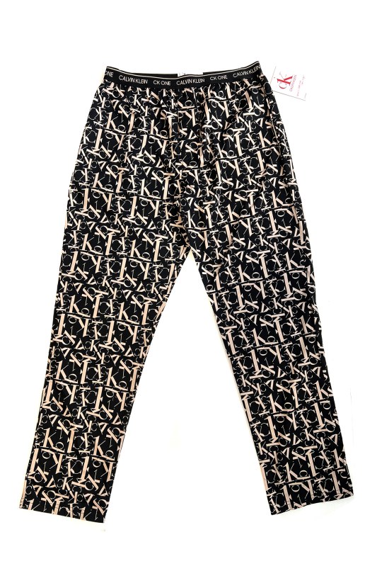Pánské kalhoty na spaní NM1869E 1BF černo-béžové - Calvin Klein - Pánské oblečení kalhoty