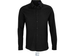 NEOBLU Basile Men Piqué košile s dlouhým rukávem 24.3777 deep black