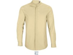 NEOBLU Bart Men Popelínová košile s dl. rukávem a mao límcem 24.3792 beige