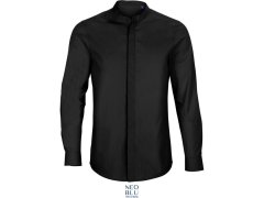 NEOBLU Bart Men Popelínová košile s dl. rukávem a mao límcem 24.3792 deep black
