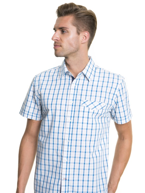 Košile s krátkým rukávem Big Star 141658 Blue-422 - Pánské oblečení košile