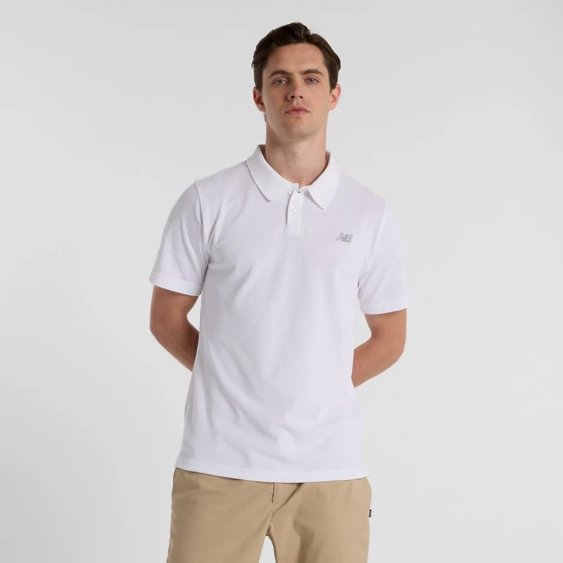 Bavlněné polo tričko New Balance Pique M MT51519WT T-Shirt Bavlněné polo tričko New Balance Pique M MT51519WT T-Shirt - Pánské oblečení košile