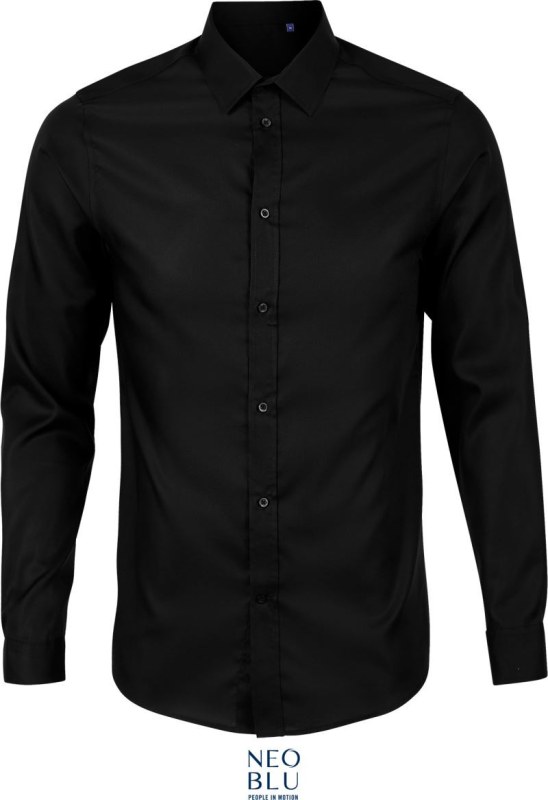 NEOBLU Blaise Men Mikro keprová košile s dlouhým rukávem 24.3182 deep black