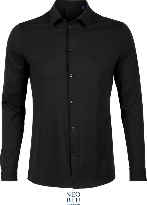 NEOBLU Balthazar Men Košile s&nbsp;dlouhým rukávem 24.3198 deep black - Pánské oblečení košile
