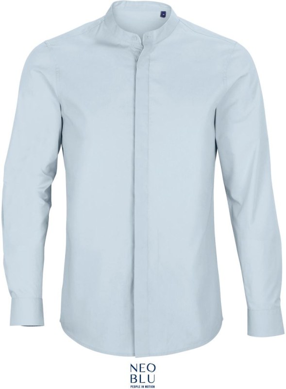 NEOBLU Bart Men Popelínová košile s dl. rukávem a mao límcem 24.3792 soft blue