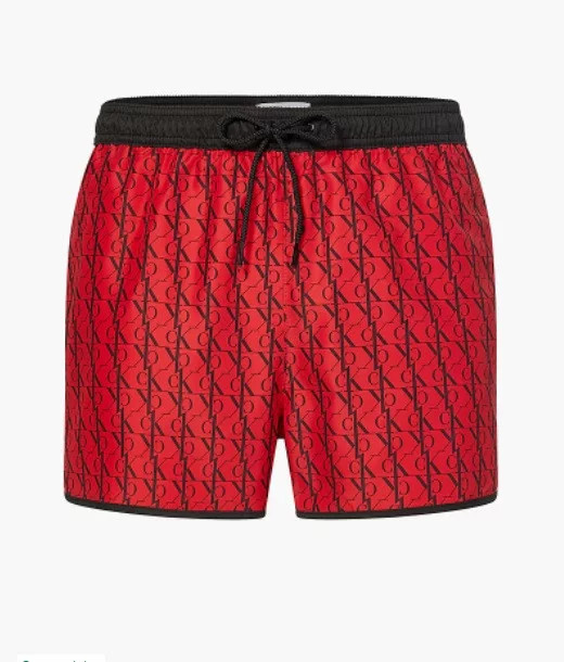 Pánské koupací kraťasy - KM00738 - 0KP - červená/černá - Calvin Klein