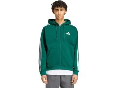 Pánská mikina adidas Essentials 3-Stripes Fleece s celopropínacím zipem s kapucí, zelená, KZ1412