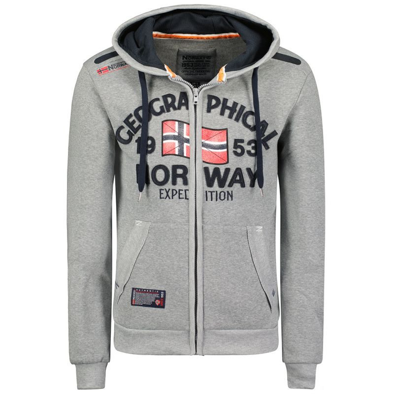 Pánská mikina s&nbsp;kapucí Geographical Norway Flag DB MEN 054, šedá (WW6088H/GN/Blended Grey) - Pánské oblečení mikiny