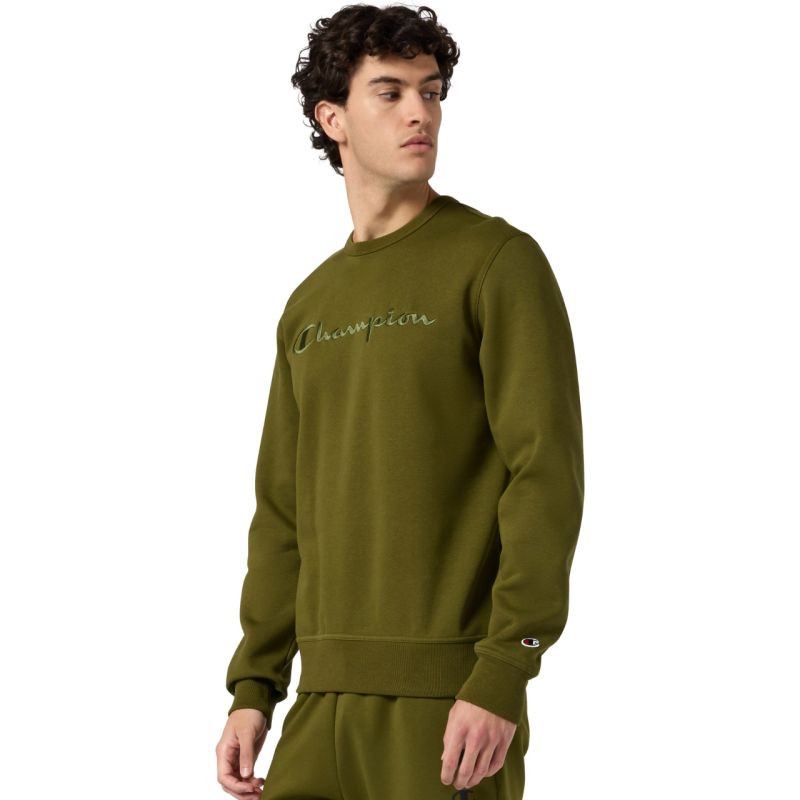 Pánská mikina Champion Crewneck Sweatshirt v&nbsp;olivové barvě 220272 GS585 pro muže - Pánské oblečení mikiny