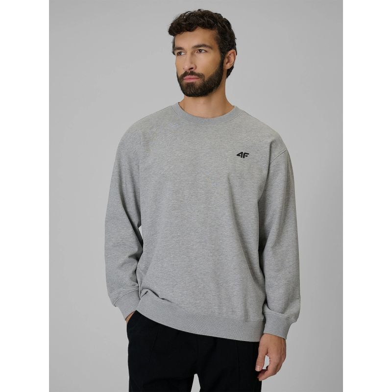Pánská mikina z&nbsp;fleece, regular střih, bez kapuce, 4F 4FRMM00TSWSM3059-27M - Pánské oblečení mikiny