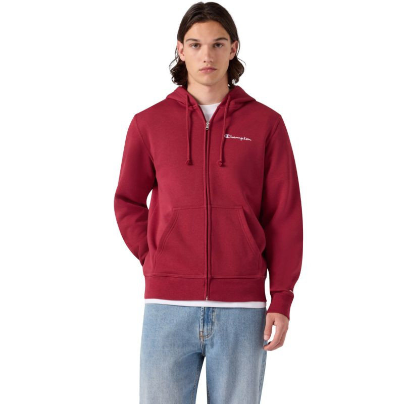 Pánská mikina Champion Hooded Full Zip Sweatshirt, červená, 221794 RS508