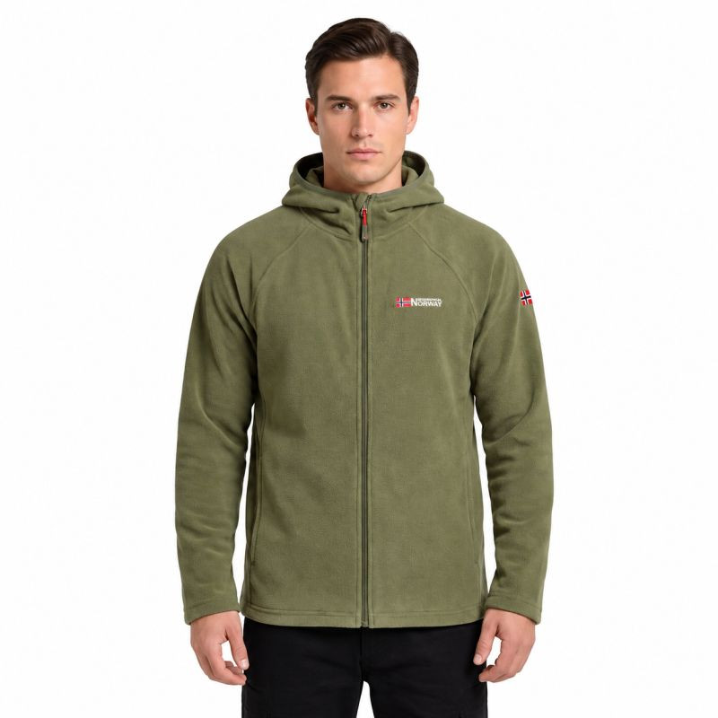 Pánská fleecová bunda Geographical Norway TUGOOD KAKI DB MEN 233 (WZ3332H/GN-KAKI) - Pánské oblečení mikiny