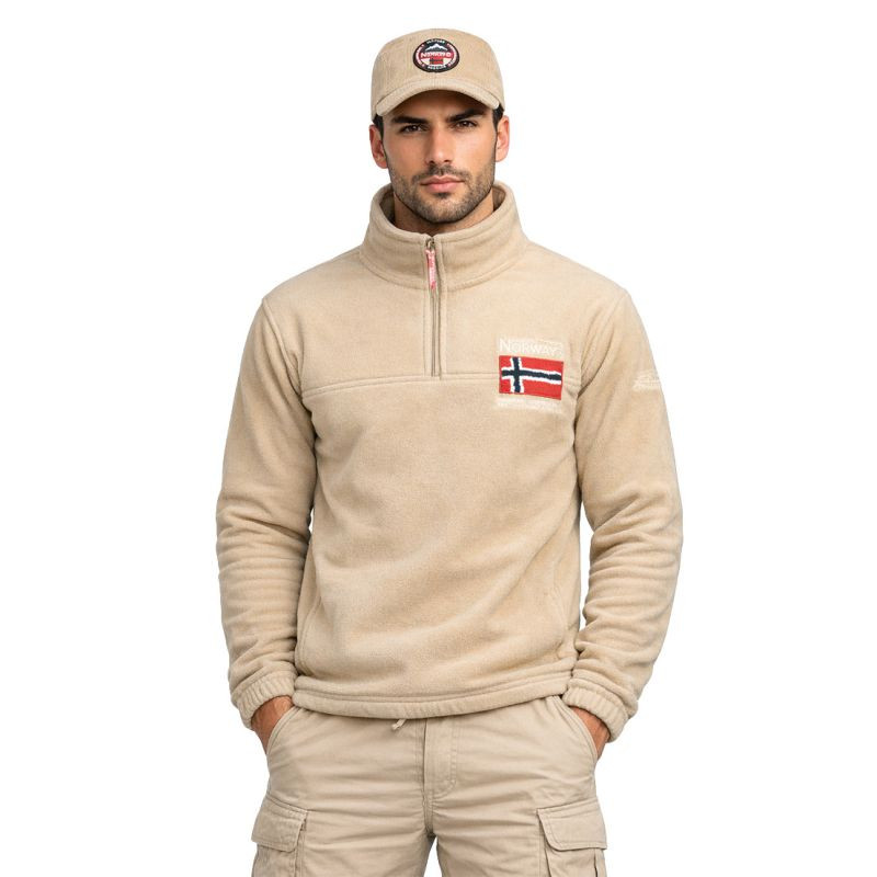 Pánská mikina Geographical Norway TEQUATEUR BEIGE DB MEN 233 (WZ6694H/GN-BEIGE) - Pánské oblečení mikiny