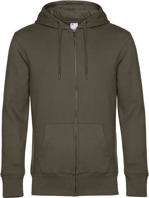 B&C KING Zipped Hood_° Pánská mikina s kapucí 01.U03K khaki