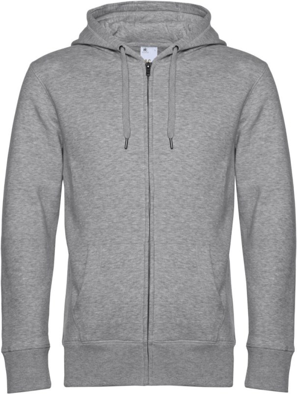 B&C KING Zipped Hood_° Pánská mikina s kapucí 01.U03K heather grey