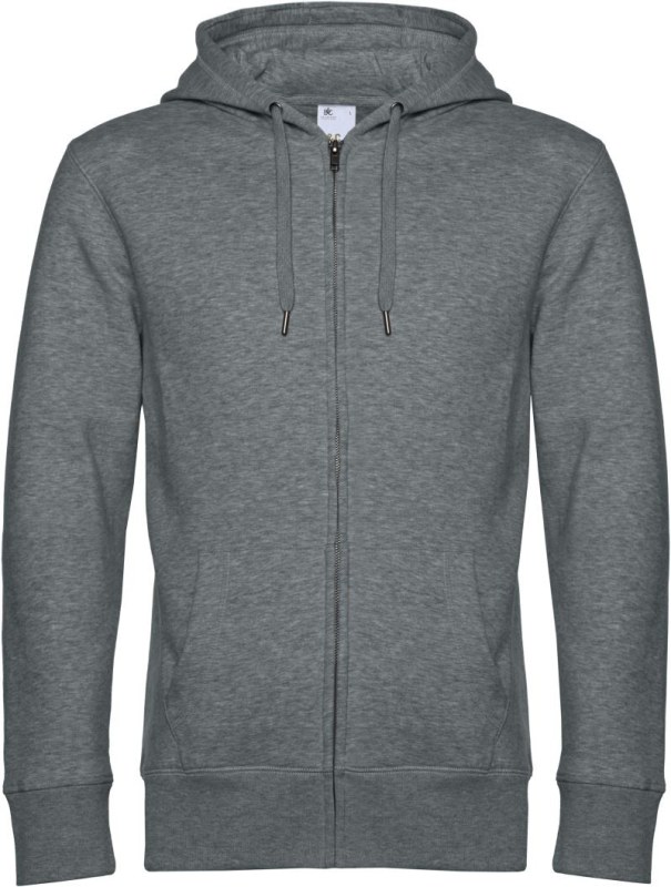 B&C KING Zipped Hood_° Pánská mikina s kapucí 01.U03K heather mid grey