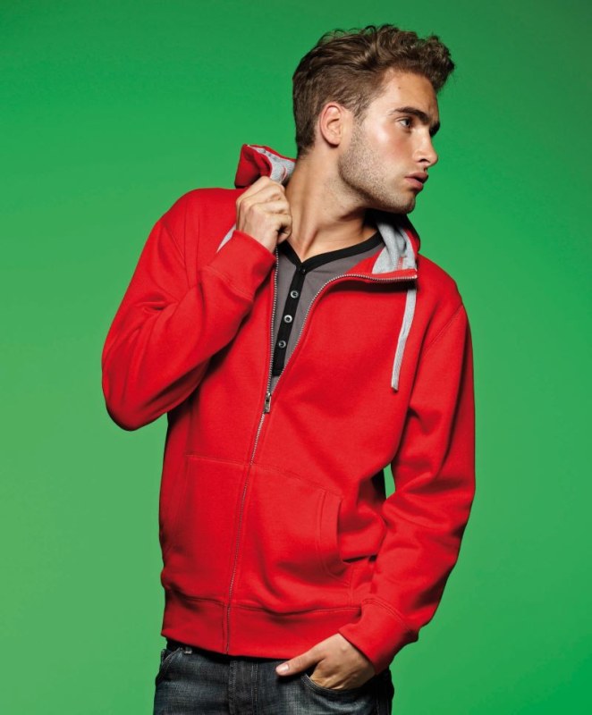 Daiber JN 963 Pánská mikina s&nbsp;kapucí "Lifestyle" 02.0963 red/grey heather - Pánské oblečení mikiny