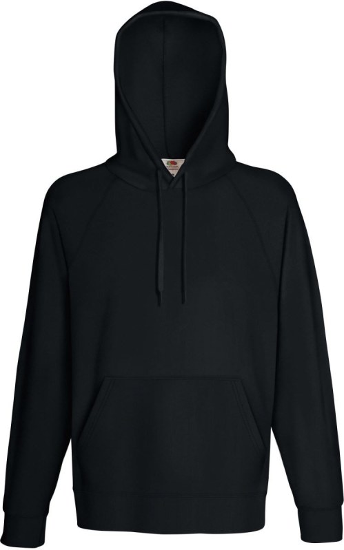 Fruit of the Loom Lightweight Hooded Sweat Pánská raglánová mikina s kapucí 16.2140 black