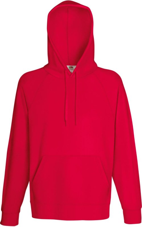 Fruit of the Loom Lightweight Hooded Sweat Pánská raglánová mikina s&nbsp;kapucí 16.2140 red - Pánské oblečení mikiny