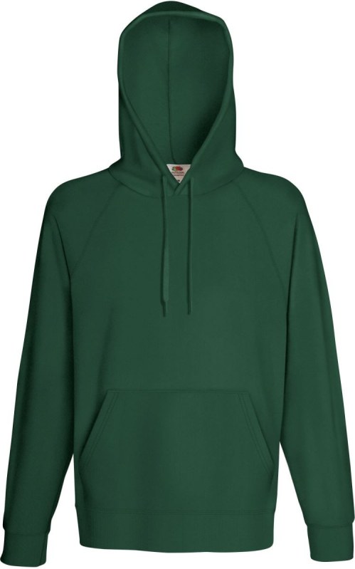 Fruit of the Loom Lightweight Hooded Sweat Pánská raglánová mikina s kapucí 16.2140 bottle green