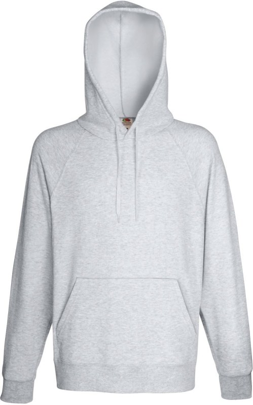 Fruit of the Loom Lightweight Hooded Sweat Pánská raglánová mikina s kapucí 16.2140 heather grey