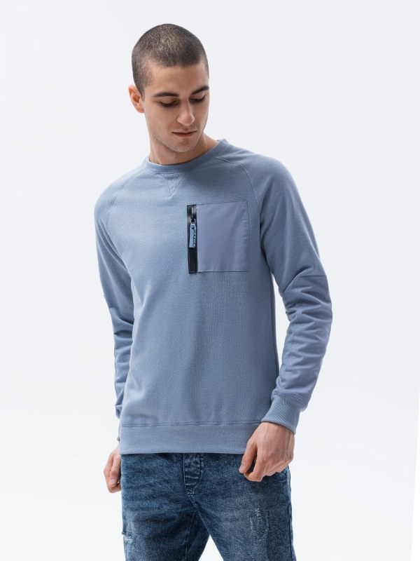 Ombre Sweatshirt B1151 Světle modrá - Pánské oblečení mikiny