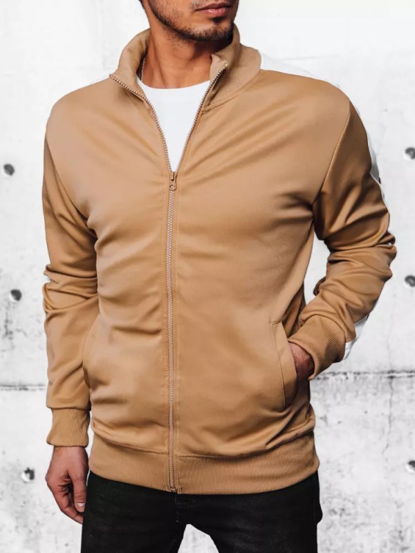 Pánská mikina khaki Dstreet BX5564 Pánská mikina khaki Dstreet BX5564 - Pánské oblečení mikiny
