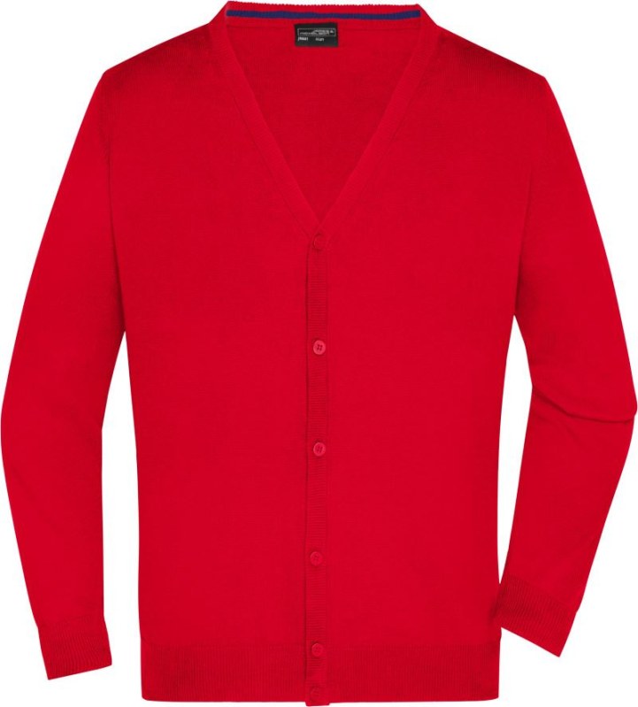 Daiber JN 661 Pánský pletený cardigan s&nbsp;výstřihem do V 02.0661 red - Pánské oblečení oblečení