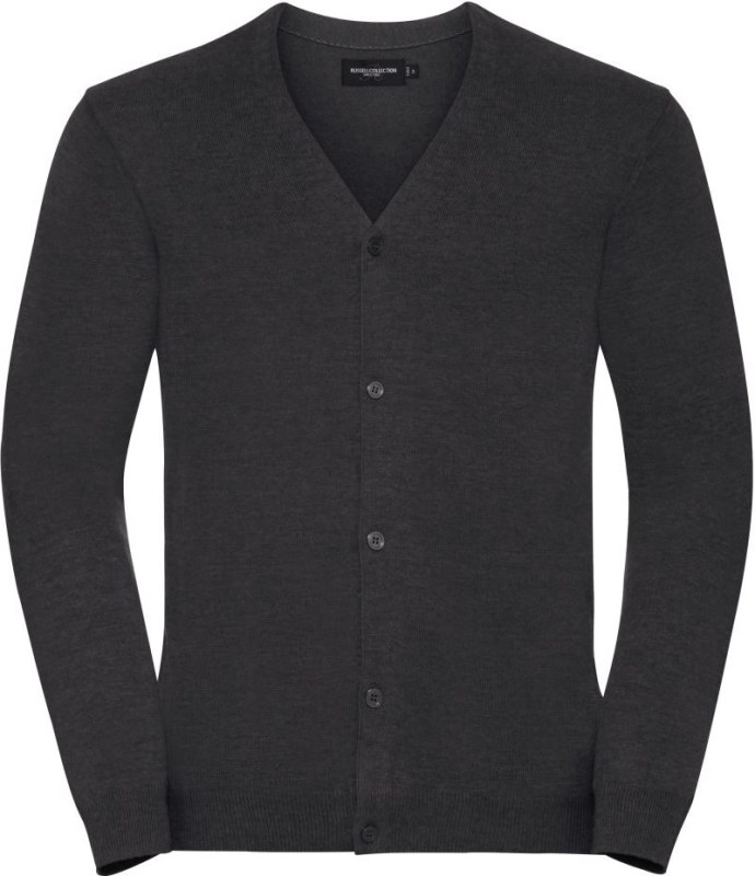Russell Athletic 715M Pánský pletený cardigan s výstřihem do V 11.715M charcoal marl