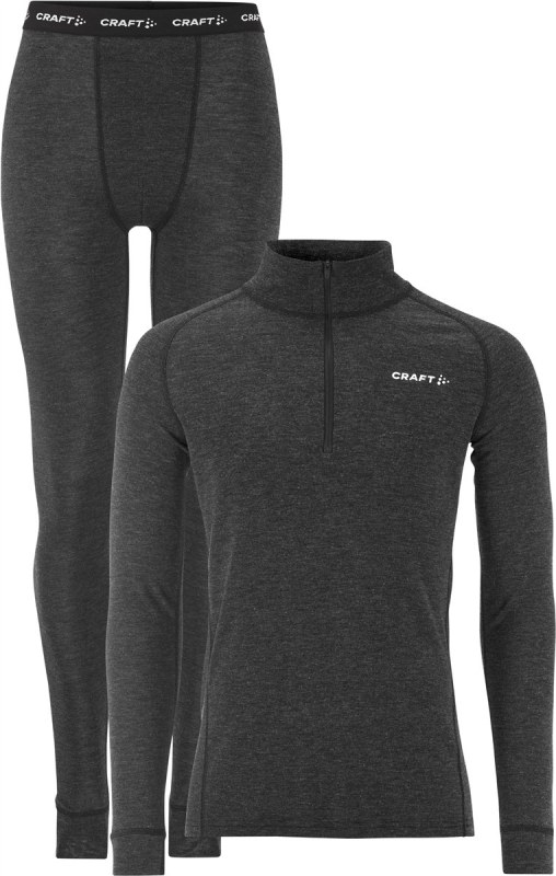Craft Corporate Wool Merino Hz Set M Pánská sada funkčního prádla s 1/4 zipem 81.8308 black melange