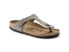 Pánské šedé žabky Birkenstock Gizeh Birko-Flor Nubuck Stone regular wide (43391) dámské
