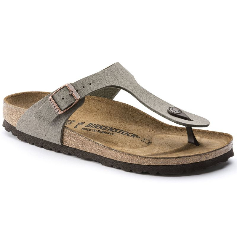 Pánské šedé žabky Birkenstock Gizeh Birko-Flor Nubuck Stone regular wide (43391) dámské