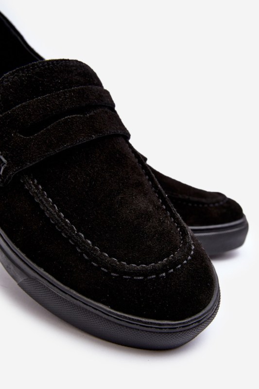 Mužské semišové polobotky Loafersy Zazoo 1574 Černé