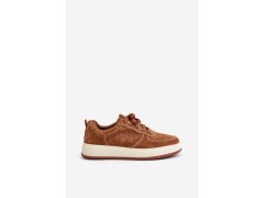 Pánské sneakersy na platformě z broušené kůže Big Star OO174014 hnědé