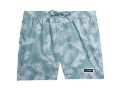 Pánské plavecké šortky se stahovací šňůrkou KM0KM00813 0H8 zelená-vzor - Calvin Klein