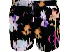Pánské plavky SHORT DRAWSTRING KM0KM00968 0GJ černá s barevným vzorem - Calvin Klein