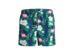 Jack&Jones pánské plavky JWHARUBA SWIM PRINTS SHORTS 12206537 NAVY BLAZER FLAMINGO