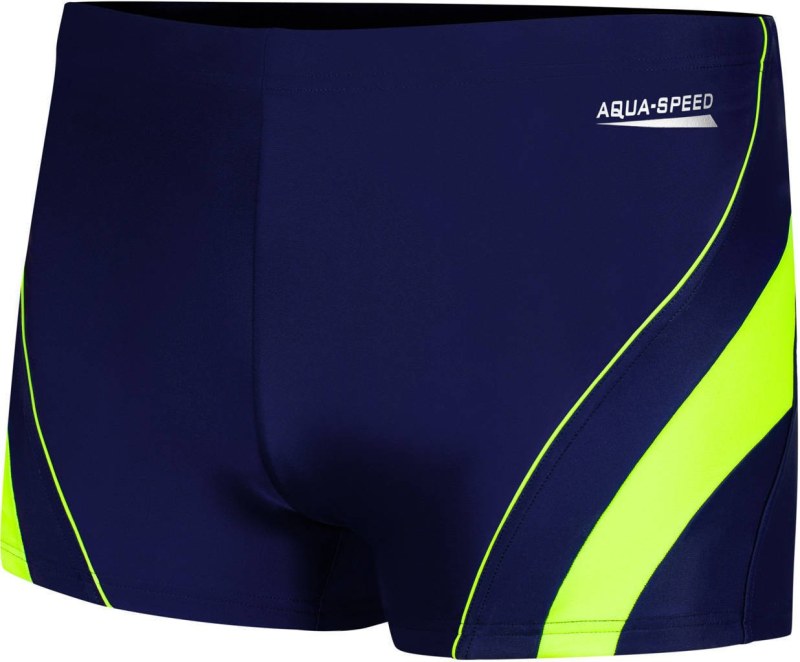 Pánské plavecké šortky Dennis Navy Blue/Green Pattern 01 - AQUA SPEED