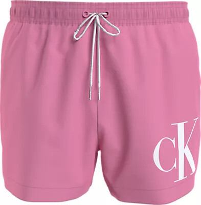 Pánské plavky SHORT DRAWSTRING KM0KM00967 TFZ růžové - Calvin Klein - Pánské oblečení plavky